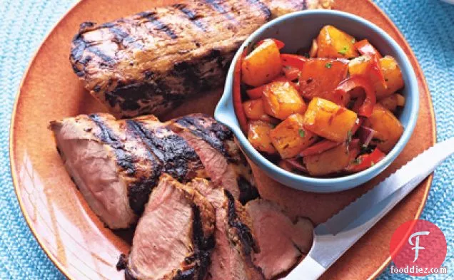 Grilled Pork Loin with Fire-Roasted Pineapple Salsa