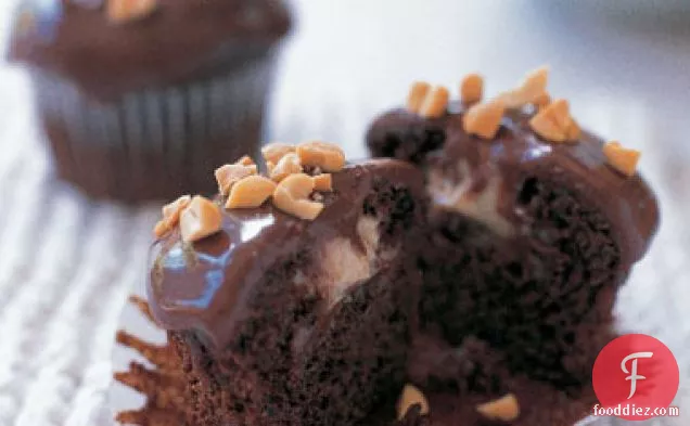 Chocolate Peanut Butter Mousse–Filled Cupcakes