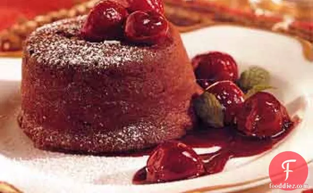 Molten Chocolate Cakes with Cherries