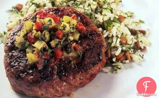 Lamb Burgers with Red-and Green-Tomato Chutney