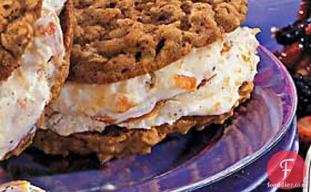 Oatmeal Cookie Sandwiches with Nectarine Ice Cream