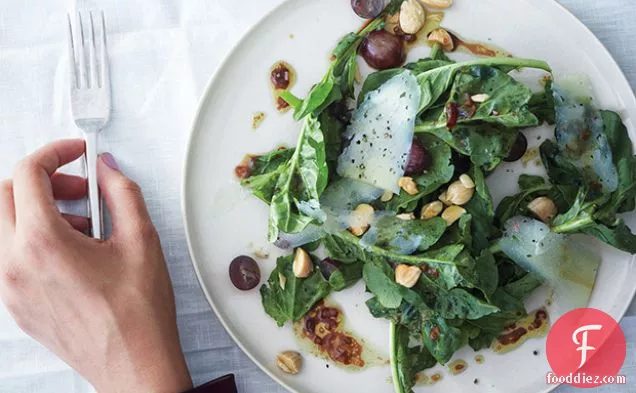 Arugula, Grape, and Almond Salad with Saba Vinaigrette