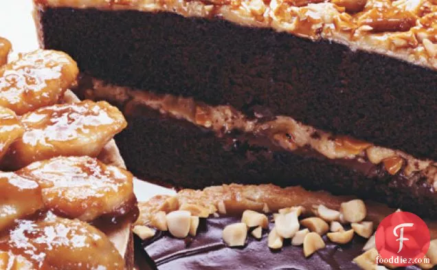 Chocolate Cake with Milk Chocolate-Peanut Butter Frosting and Peanut Butter Brittle