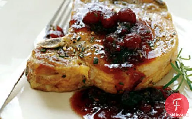 Pork Chops with Cranberry, Port, and Rosemary Sauce