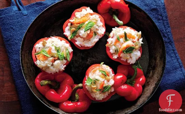 Bell Peppers with Shrimp and Coconut Rice