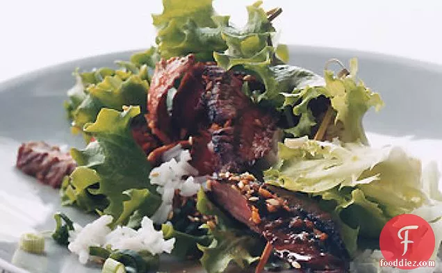 कोरियाई शैली के ग्रील्ड फ्लैंक स्टेक