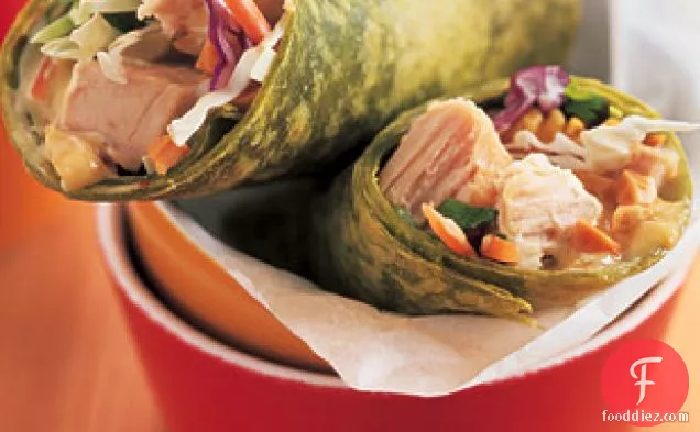 Turkey Wraps with Curry-Chutney Mayonnaise and Peanuts