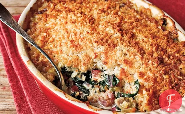 Oyster–Swiss Chard Gratin with Country Bacon