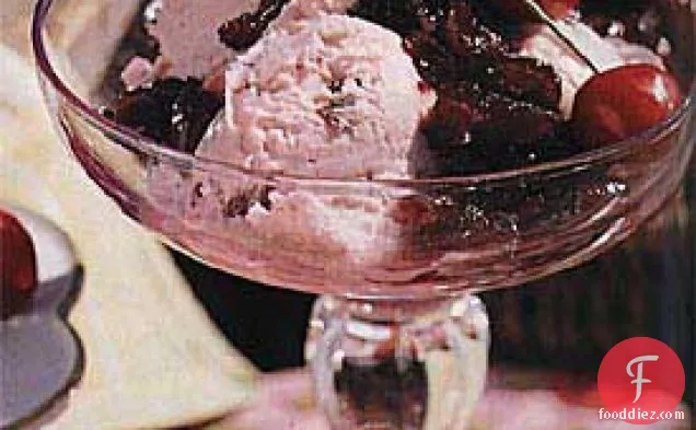 Cherry-Vanilla Bean Ice Cream with Cherry Sauce
