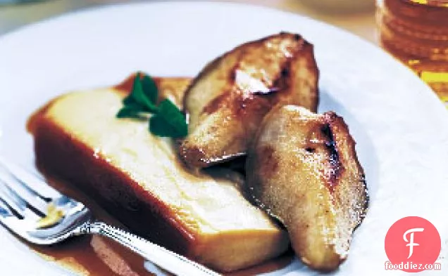 Maple Crème Flan with Maple-Glazed Pears
