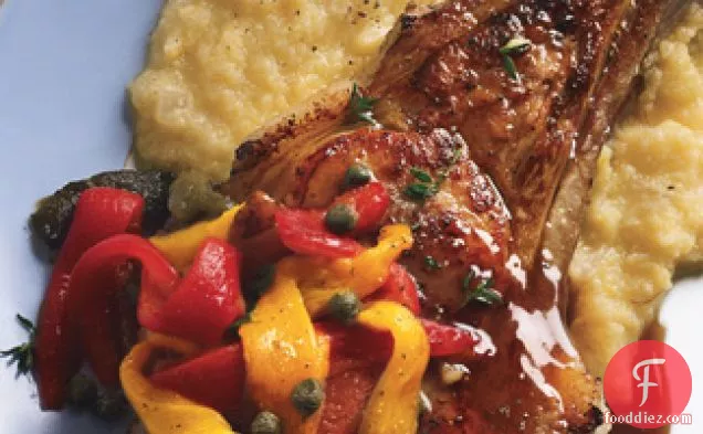 Veal Chops with Sherry Gastrique and Roasted Peperonata