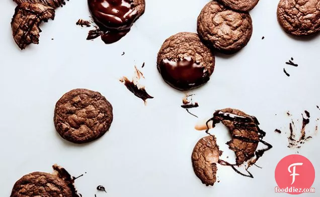 Glazed Chocolate–Crème Fraîche Cookies