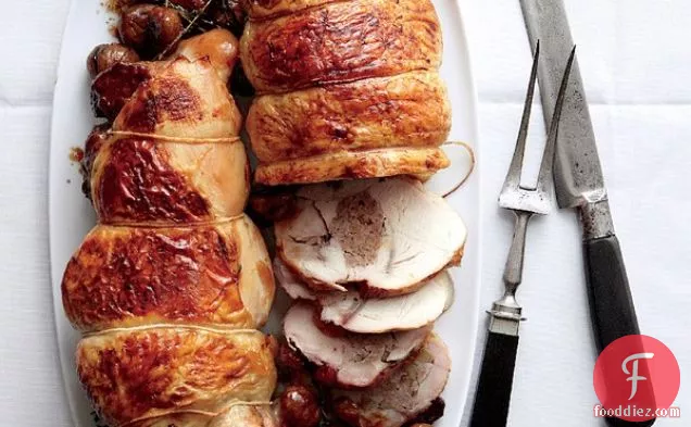 Boudin Blanc-Stuffed Turkey Breasts with Chestnuts
