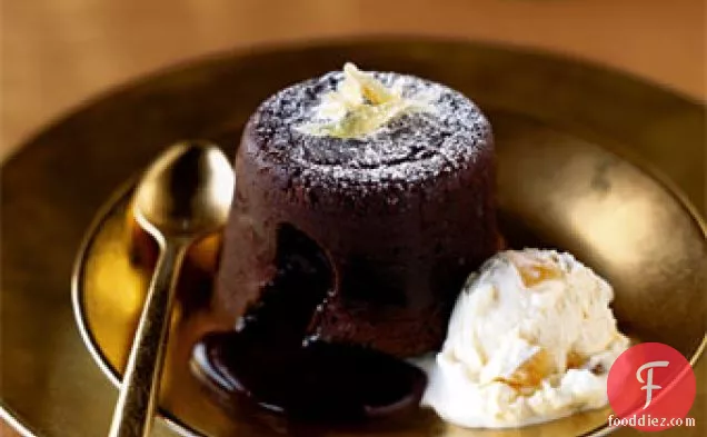 Winter-Spiced Molten Chocolate Cakes with Rum-Ginger Ice Cream