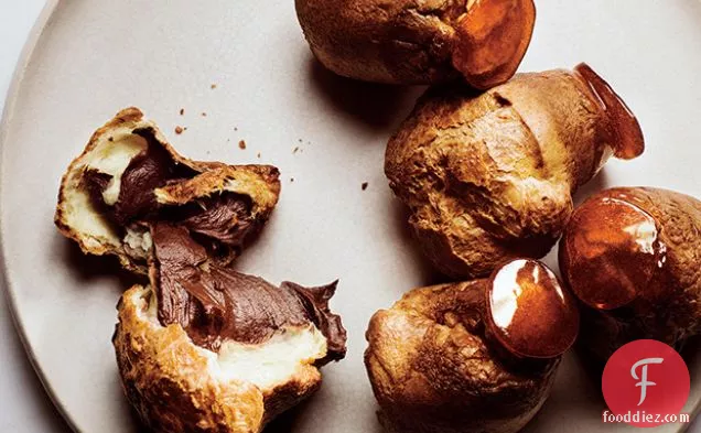 Caramel-Dipped Popovers with Chocolate Mousse