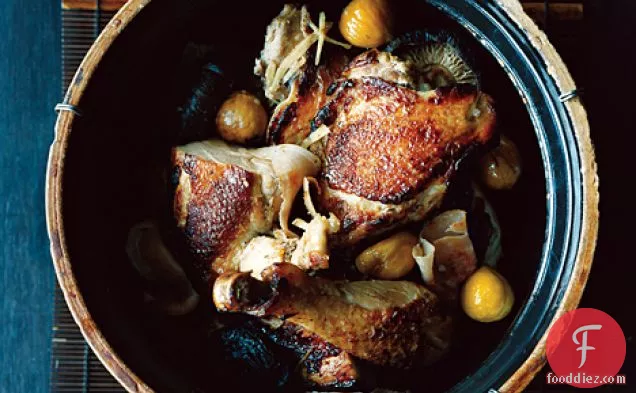 Braised Chicken with Smoked Ham, Chestnuts, and Ginger