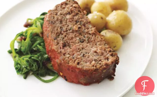 Buffalo Meatloaf with Spinach and Roasted Baby Potatoes
