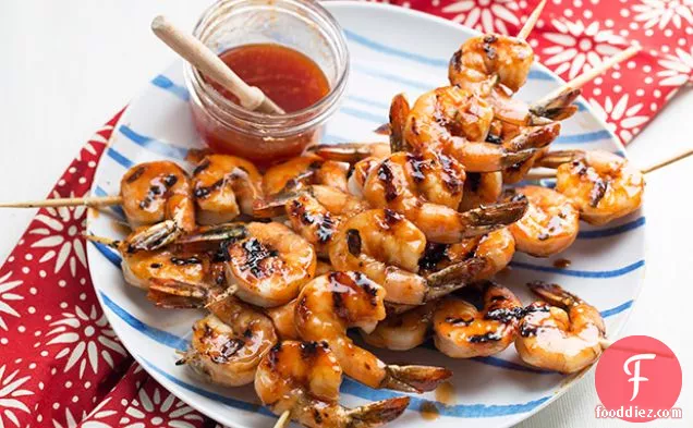 Grilled Shrimp with Honey-Ginger Barbecue Sauce