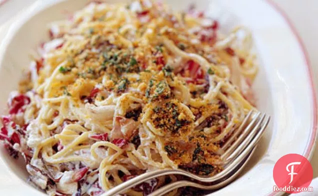 Spaghetti With Radicchio, Ricotta & Breadcrumbs