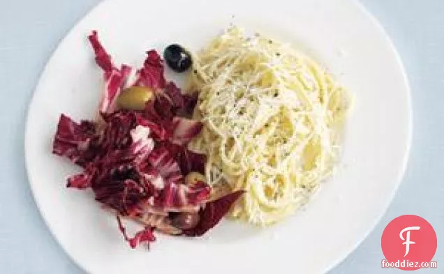 Creamy Pecorino Pasta With Radicchio Salad Recipe
