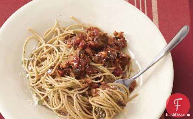 Beef Shank and Sausage Ragù with Whole Grain Spaghetti