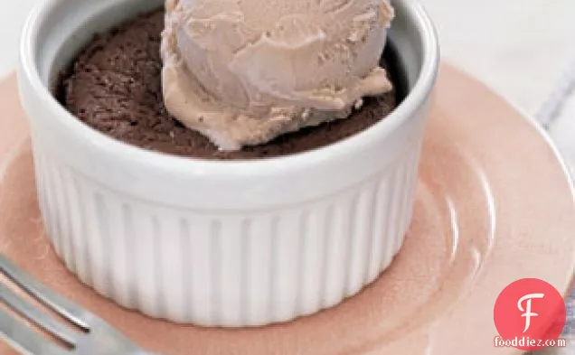 Bittersweet Molten Chocolate Cakes with Coffee Ice Cream