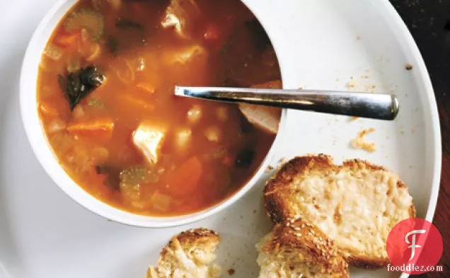 Chicken and White Bean Soup with Herb Swirl