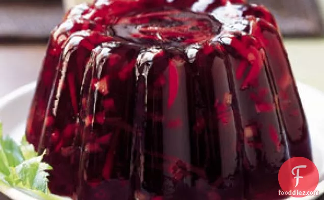 Cranberry-Port Gelatin with Crystallized Ginger and Celery