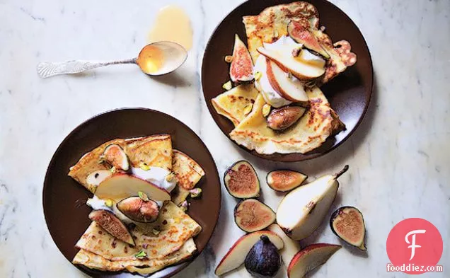 Cornmeal Crepes with Figs and Pears