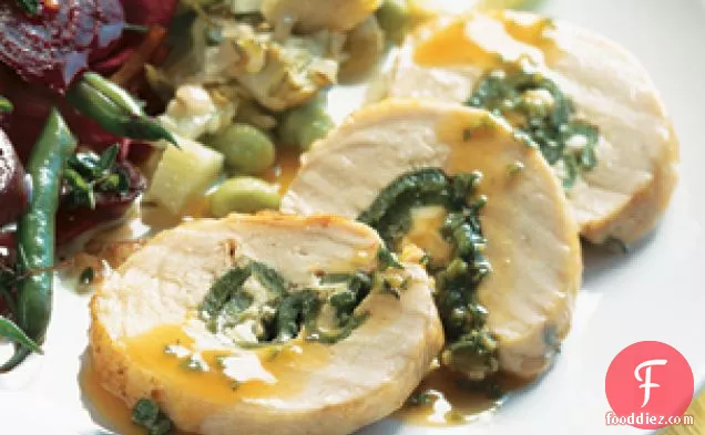 Turkey Breast Roulade with Green Chiles and Feta