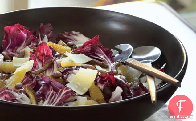 Radicchio Salad with Citrus, Dates, Almonds, and Parmesan Cheese