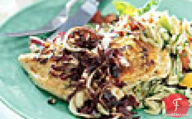 सौंफ-सरसों के मक्खन और रेडिकियो के साथ चिकन स्तन