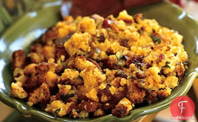 Cornbread Stuffing with Ham, Chestnuts, and Sage