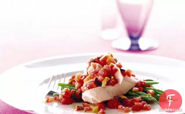 Poached Chicken with Tomatoes, Olives, and Green Beans