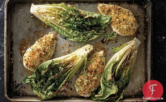 Parmesan Chicken with Caesar Roasted Romaine