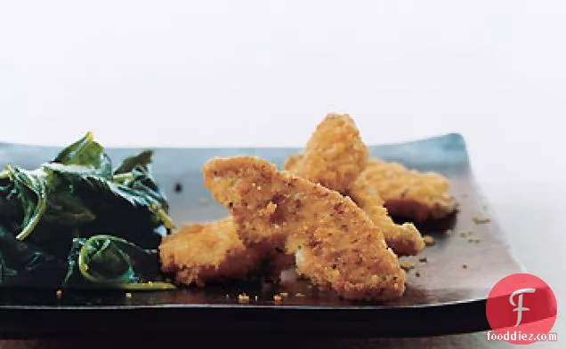 Cheddar Chicken Tenders with Wilted Spinach