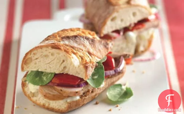 Roast Pork Sandwiches with Sweet Peppers and Arugula