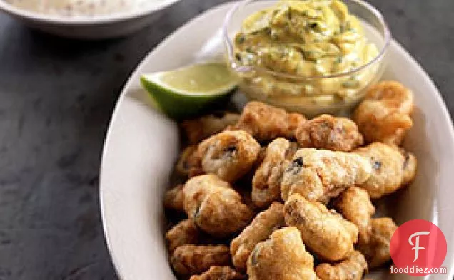 Fried Beer-Battered Mussels with Two Sauces