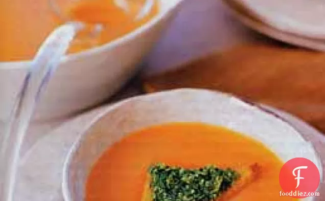Spicy Roasted Squash Soup with Pumpkin Seed Pesto