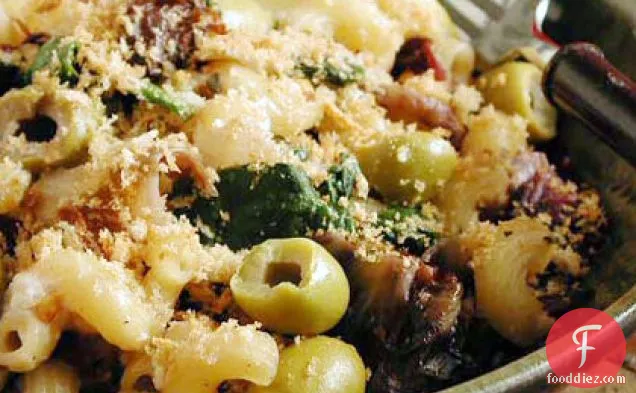 Pasta and Greens with Olives and Feta