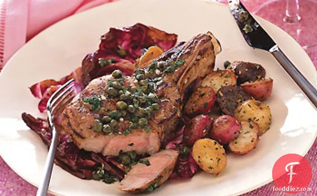 Grilled Veal Chops and Radicchio with Lemon-Caper Sauce