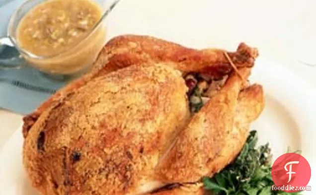Roast Vermont Turkey with Giblet Gravy and Sausage and Sage Dressing, for Thanksgiving