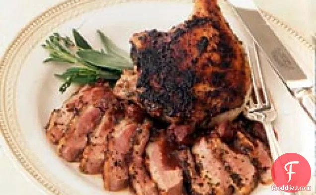 Herb-Rubbed Duck with Tart Cherry and Sage Sauce