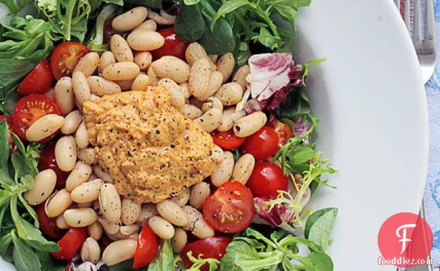 Cannellini Beans, Tomatoes And Hummus
