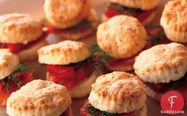Goat Cheese and Black Pepper Biscuits with Smoked Salmon and Dill