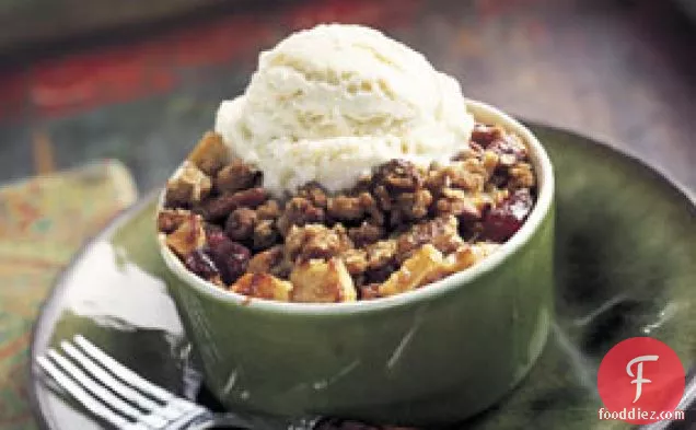 Apple and Cranberry Crisps with Ginger-Pecan Topping