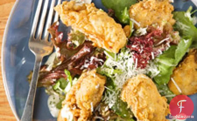 Greens With Fried Oysters And Buttermilk Dressing