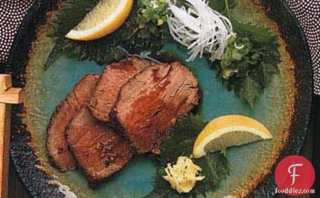 Ginger Beef Tataki with Lemon-Soy Dipping Sauce