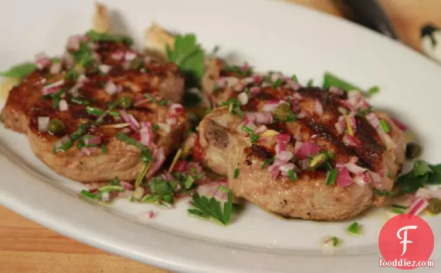 Grilled Veal Chops with Caper and Sage Sauce