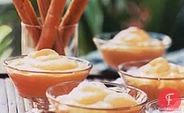 Mango Fools with Chocolate-Anise Straws